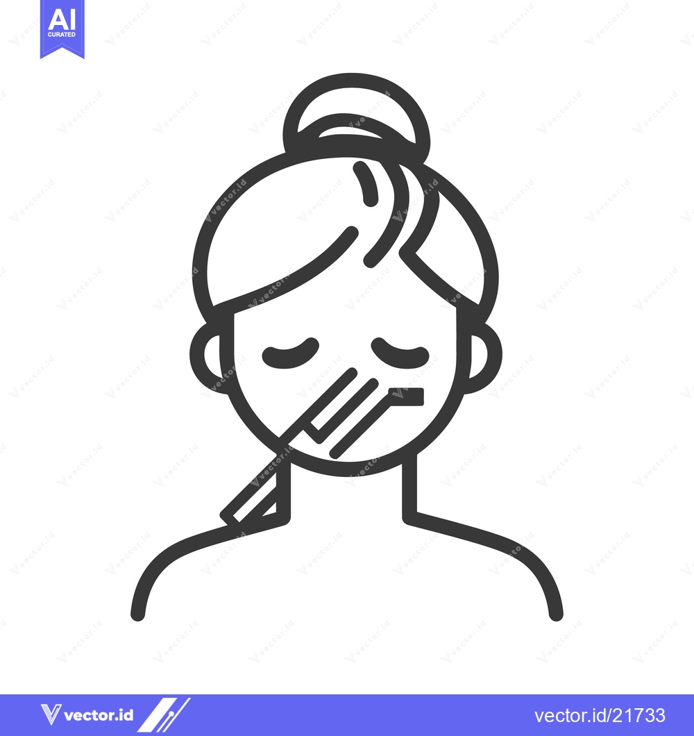 Premium Vector dari An illustration of a woman with closed eyes holding a fork