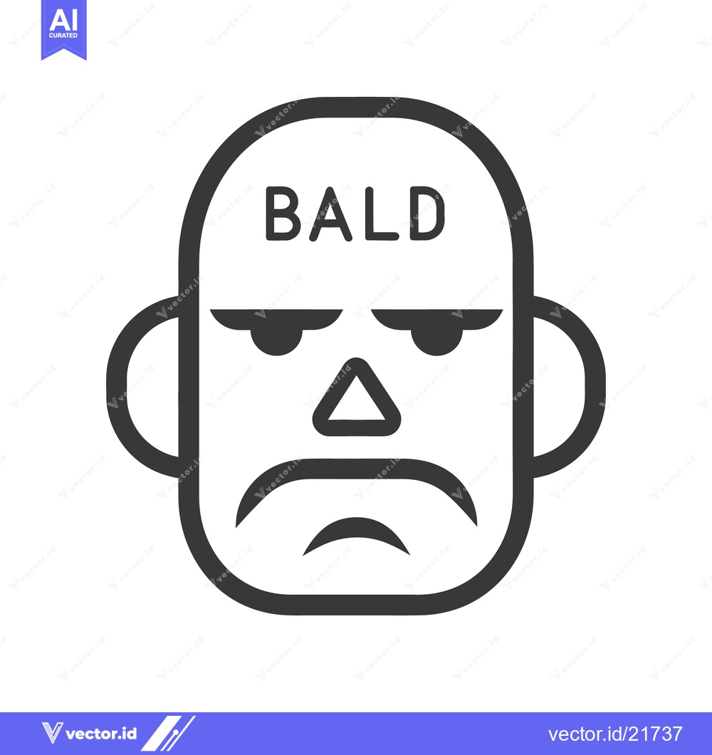 Premium Vector dari A simple black and white illustration of a bald frowning face