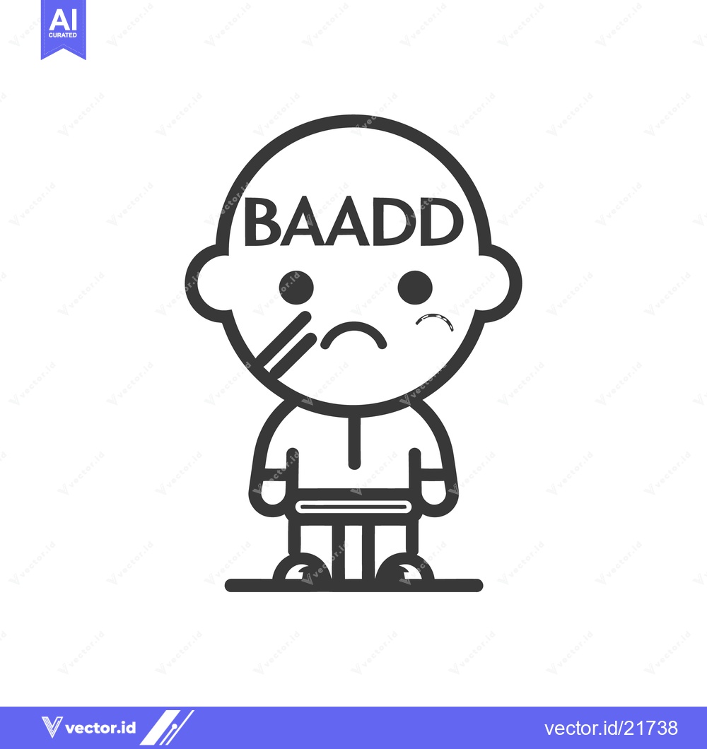 Premium Vector dari A simple illustration shows a sad figure with the word baadd above