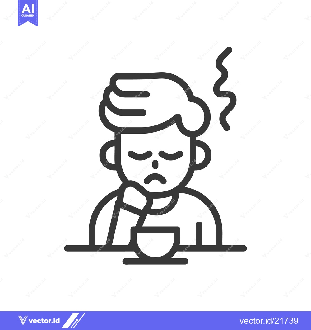 Premium Vector dari A person with a sad expression having a hot beverage