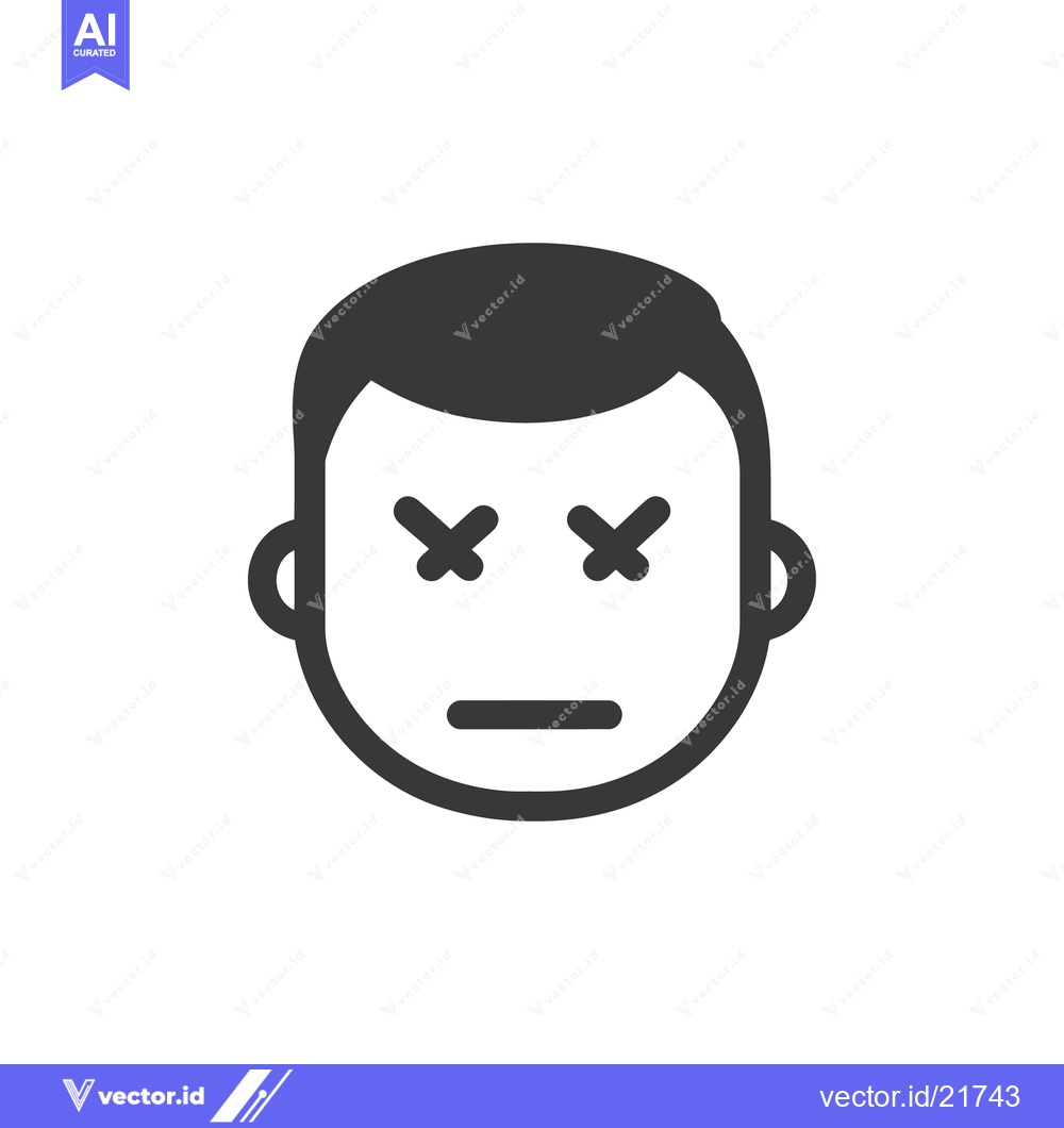 Premium Vector dari A stylized human face with closed eyes and a straight mouth