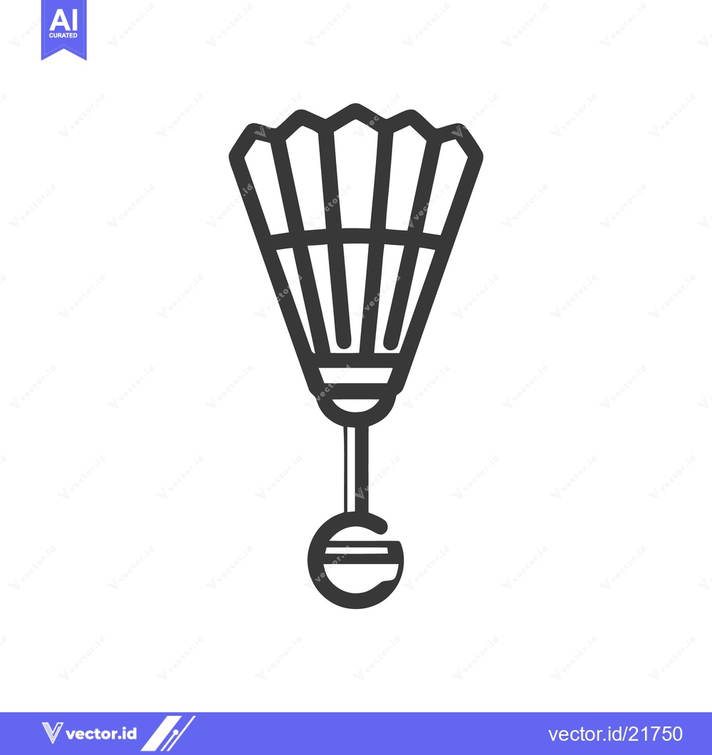Premium Vector dari Minimalist Badminton Shuttlecock Icon: Clean Line Art Design on White