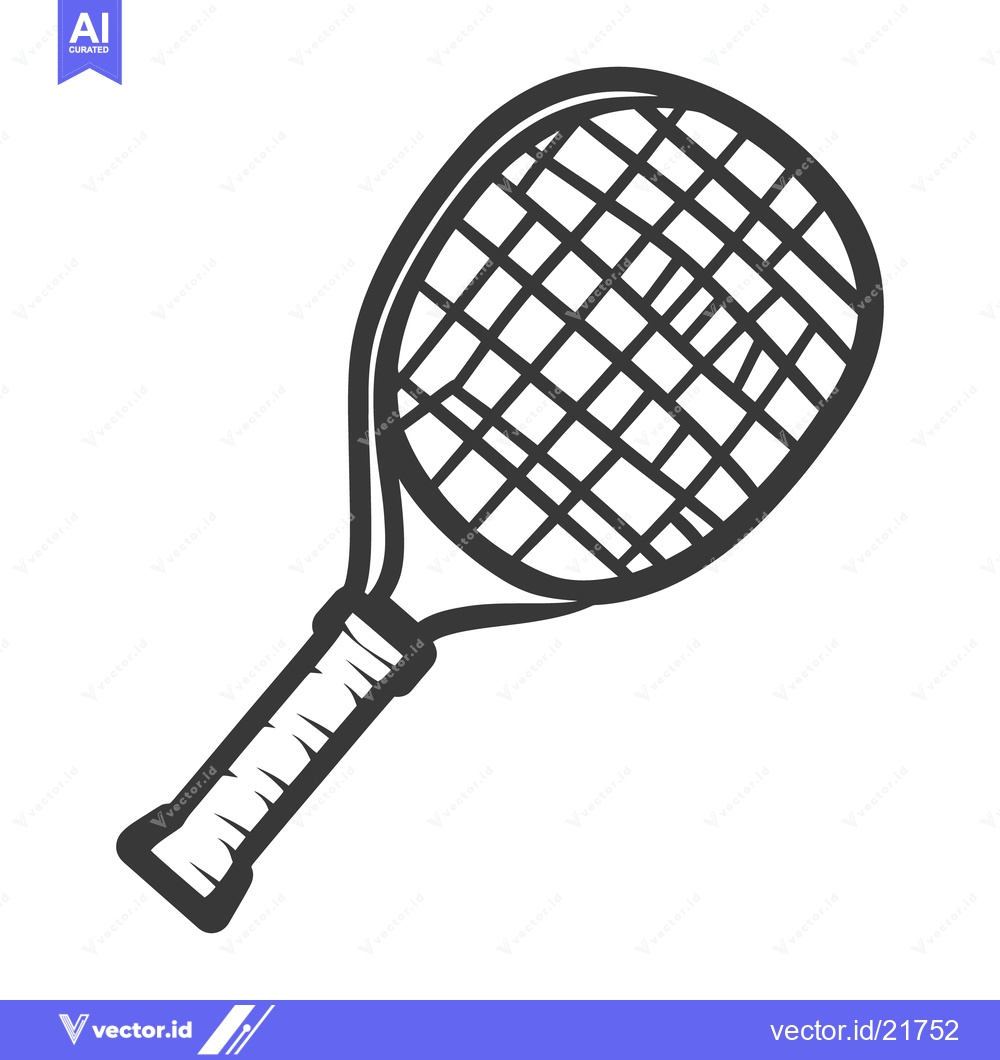 Premium Vector dari A monochrome illustration showing a tennis racket on a white backgroun