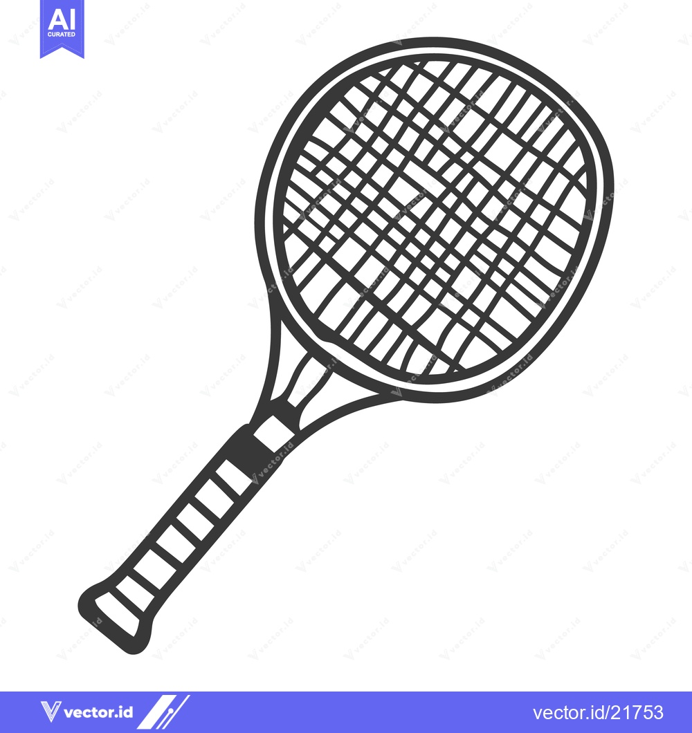 Premium Vector dari An illustrative line drawing depicting a tennis racket on white backgr