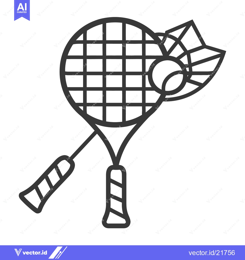 Premium Vector dari A drawing of a racket and ball with shuttlecock illustration