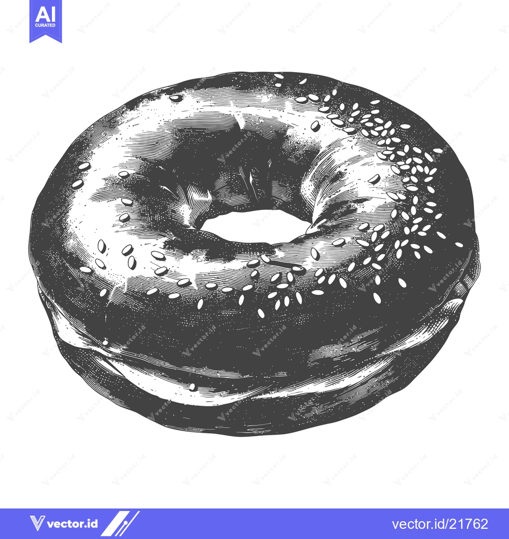 Premium Vector dari An Isolated Engraving Depiction Of Delicious Bagel