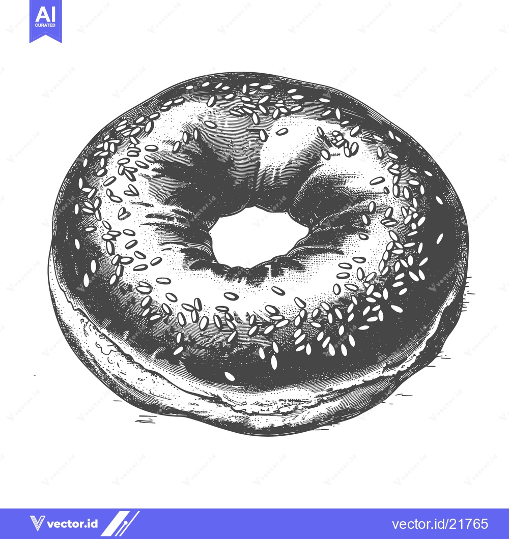 Premium Vector dari A sesame seed covered bagel is a delicious baked good