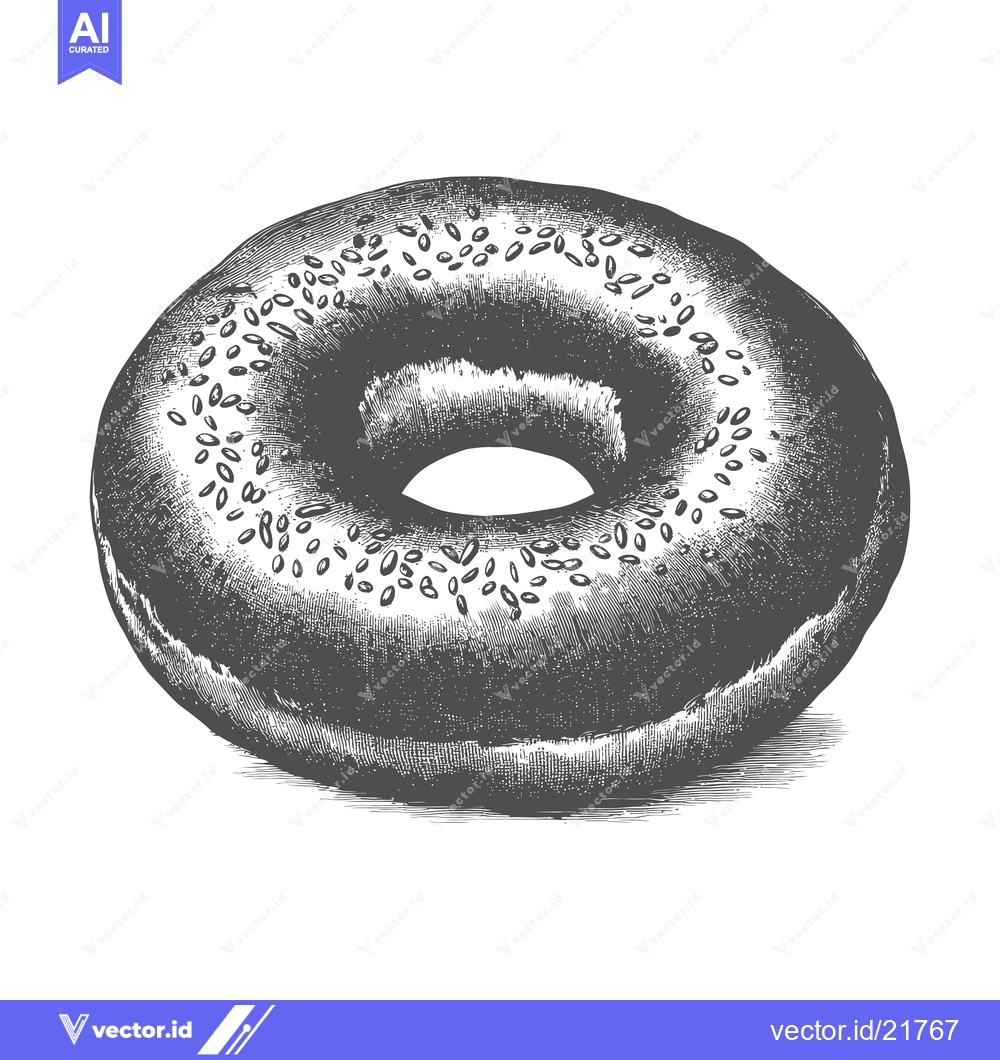 Premium Vector dari This image showcases a simple drawn bagel on a white background