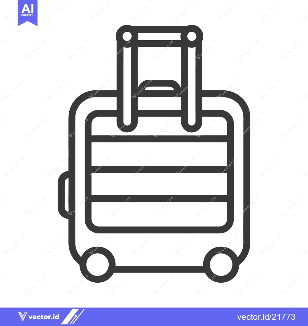 Premium Vector of A simple vector illustration showing a rolling suitcase with handle