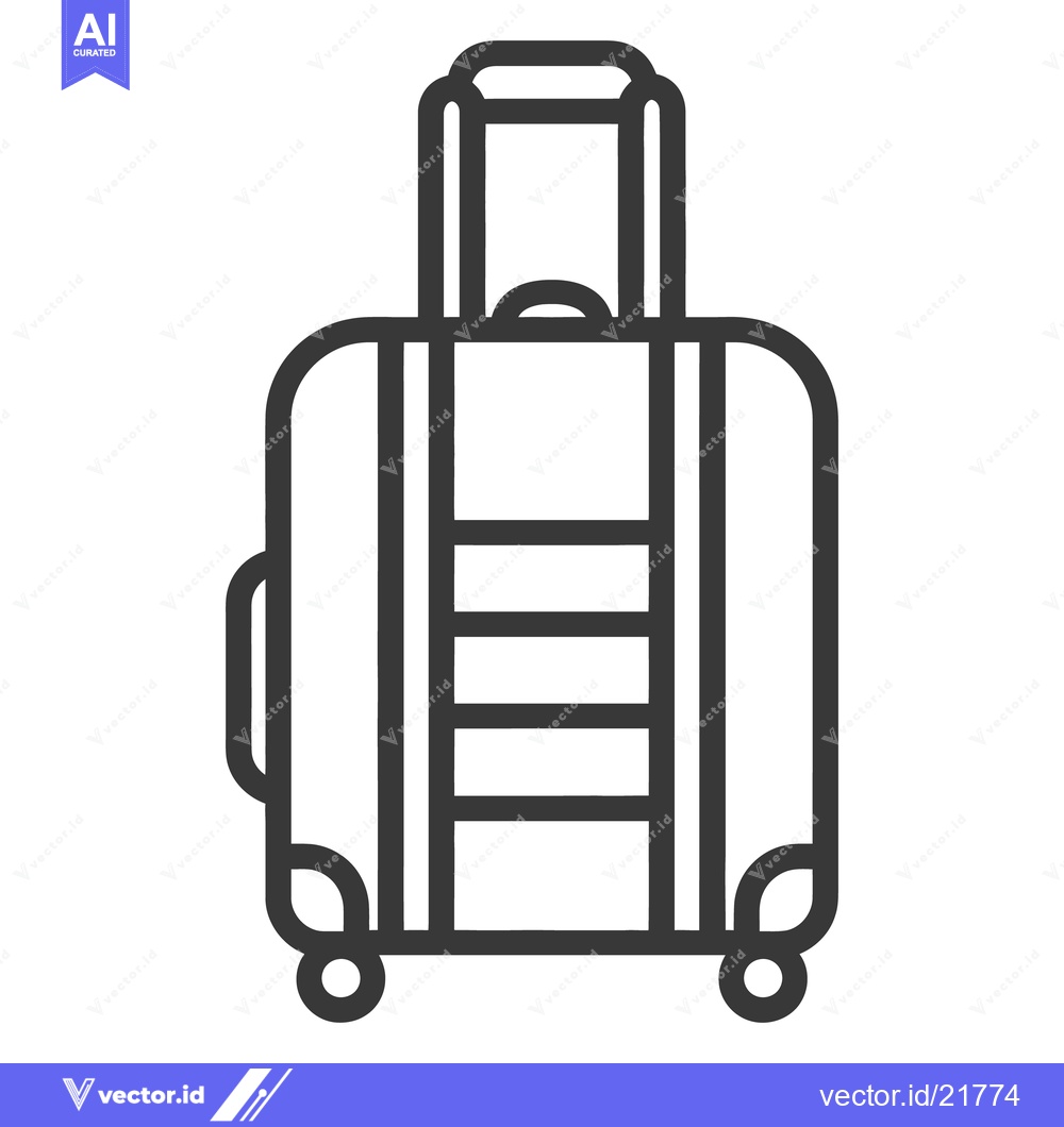 Premium Vector dari A simple black and white line drawing of a suitcase