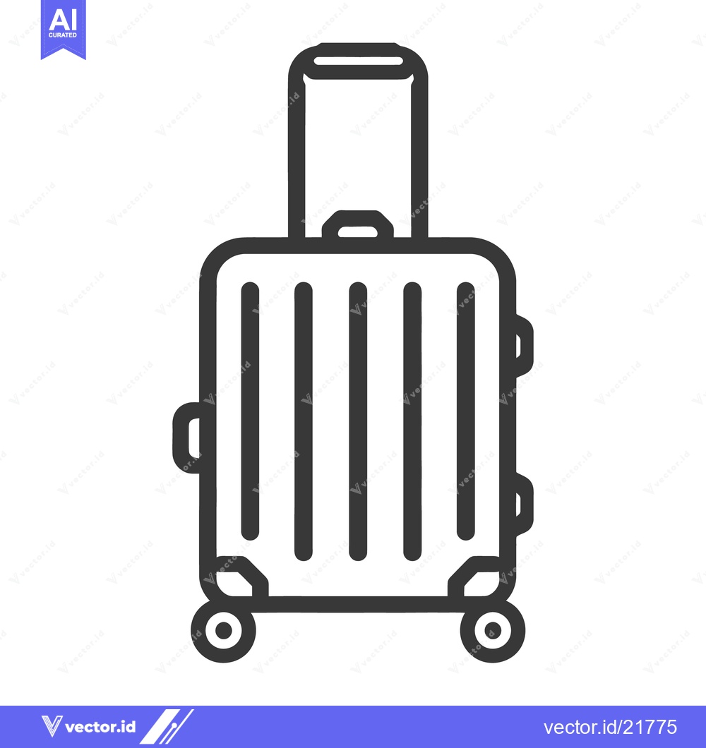 Premium Vector dari A black and white image illustrating a travel suitcase on wheels