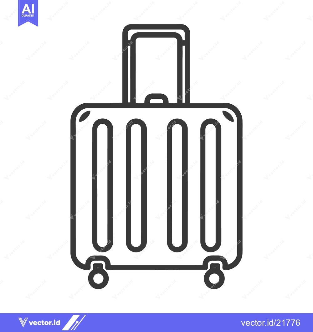 Premium Vector of A black and white outline of a wheeled suitcase design