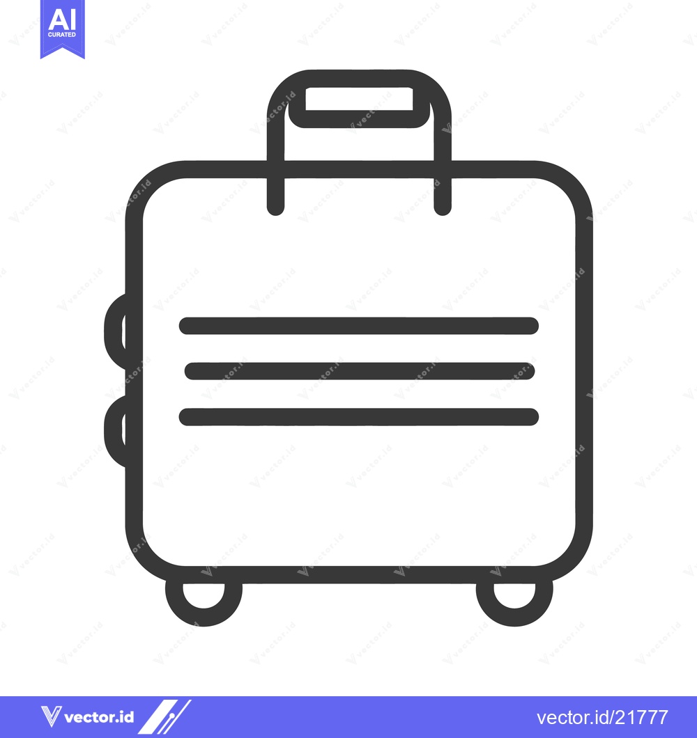 Premium Vector dari A simple outlined black suitcase with handle and wheels
