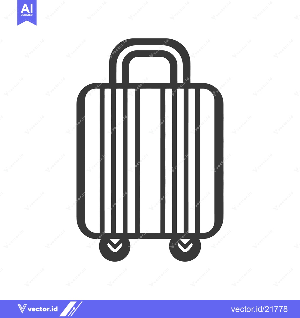 Premium Vector of A simple black and white illustration of a rolling suitcase