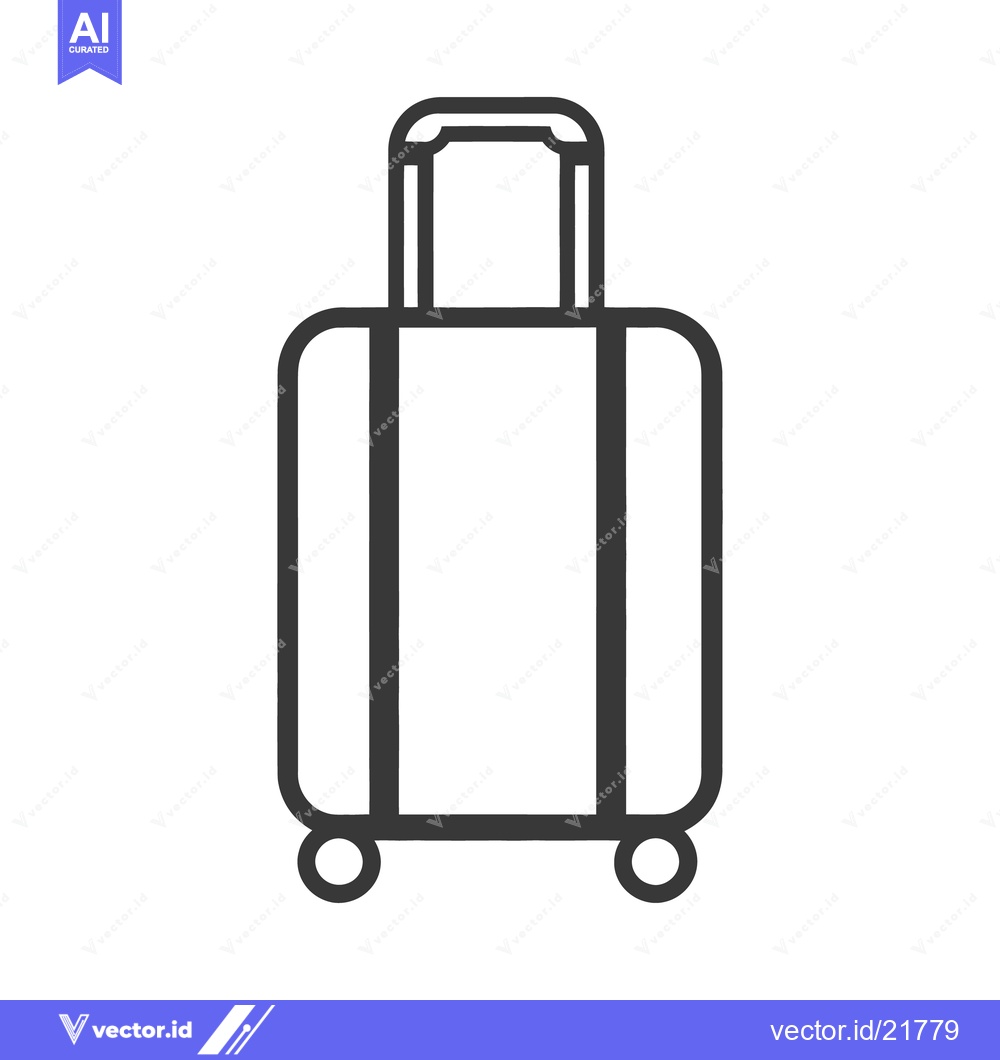 Premium Vector dari A graphic representation of a suitcase with handle and wheels