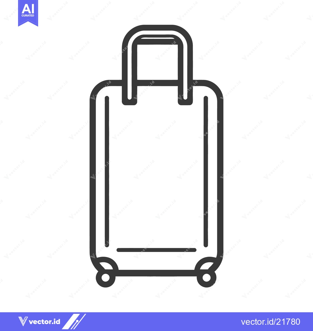 Premium Vector dari A black and white line art image of a rolling suitcase