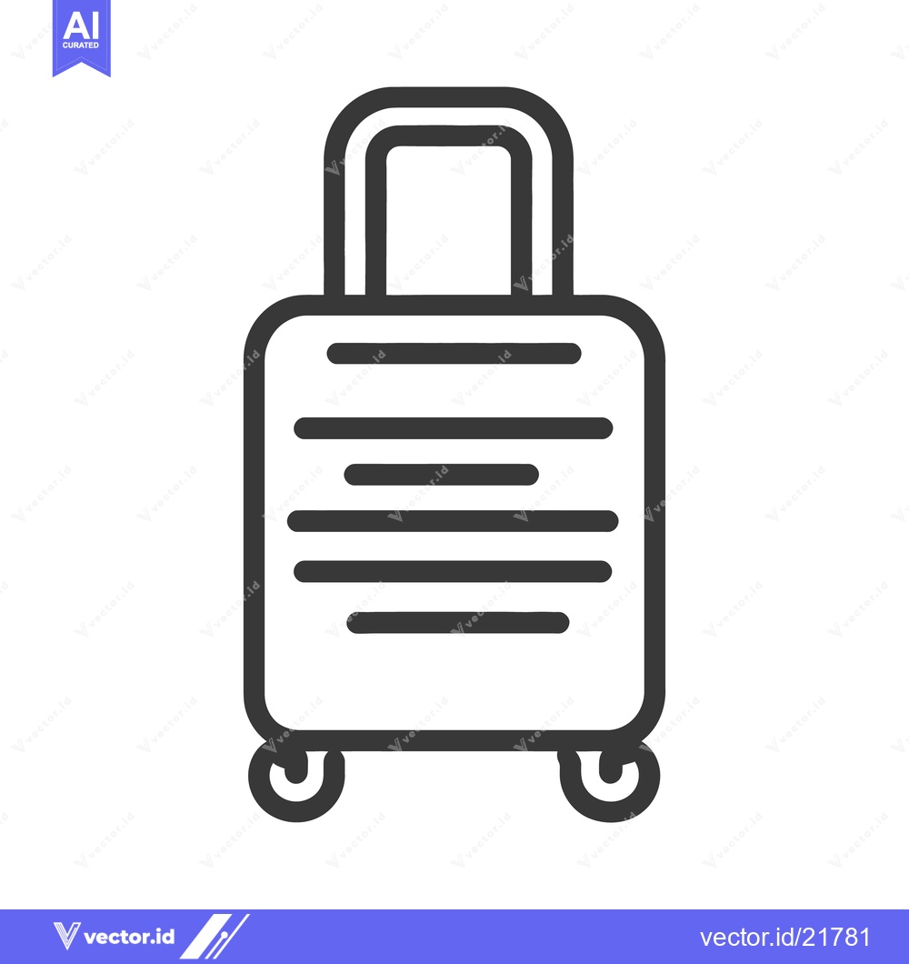 Premium Vector dari This image shows a line drawing of a wheeled suitcase