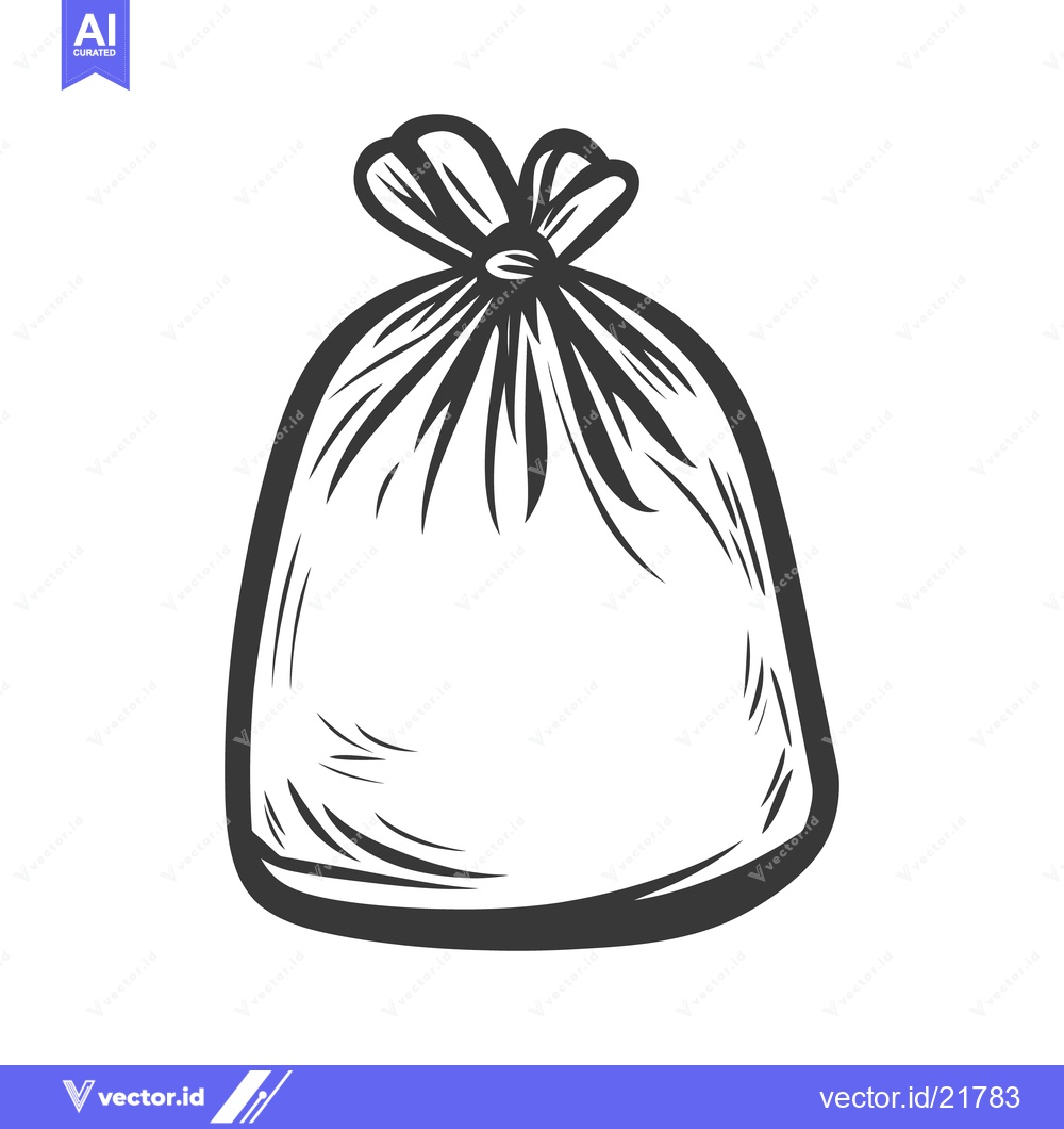 Premium Vector dari An illustrated drawing of a closed plastic refuse bag