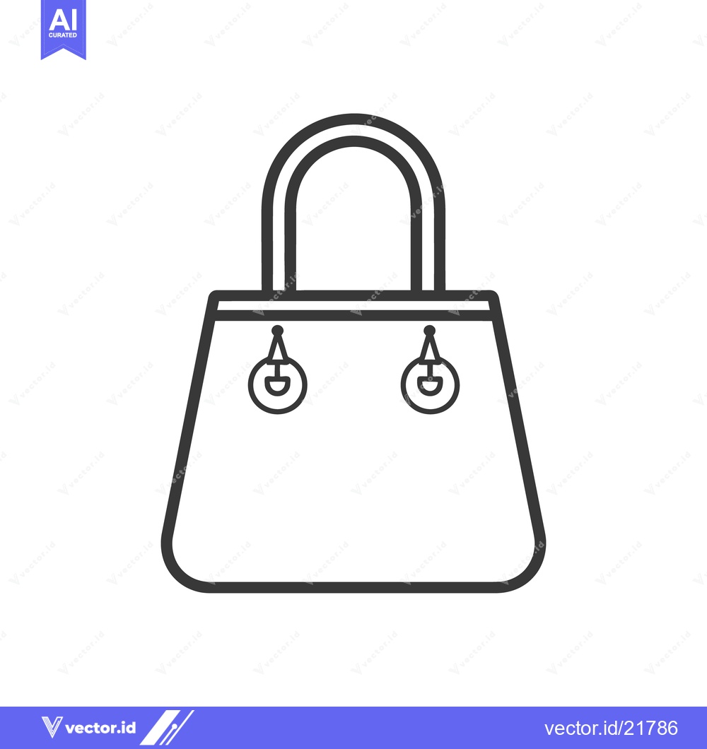 Premium Vector of A simple line drawing depicting a fashionable handbag with handles