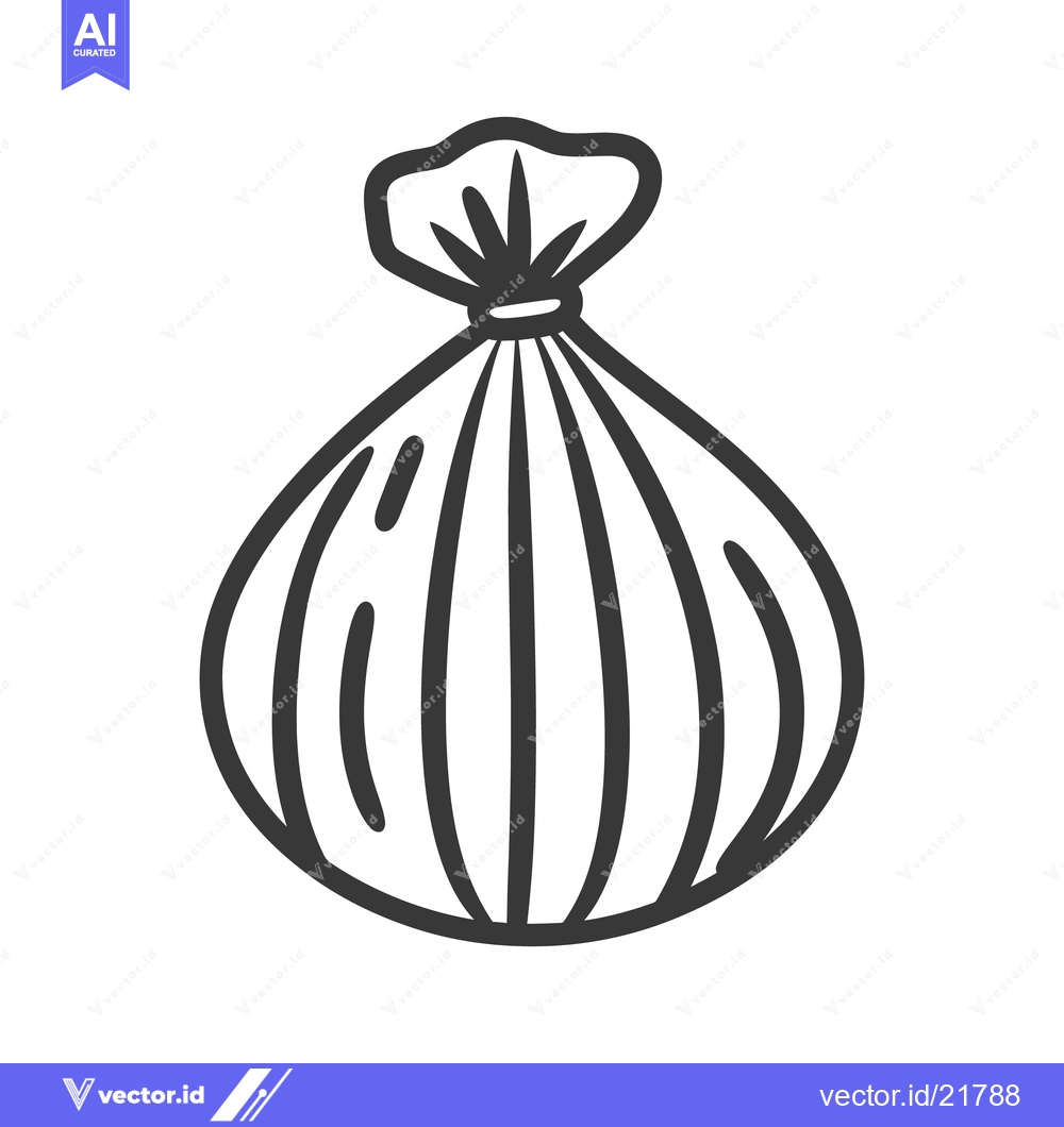 Premium Vector dari A simple drawing depicting a small tied closed bag