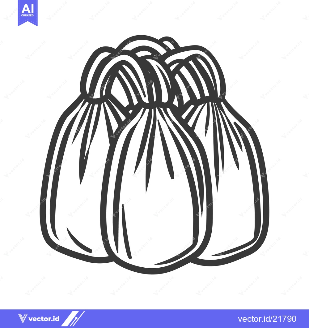 Premium Vector dari A simple black and white illustration of gathered drawstring bags