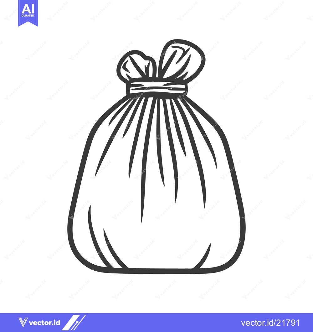 Premium Vector of Simple monochrome image of a tied up plastic bag