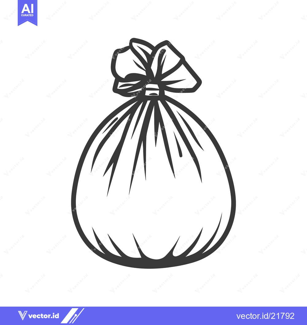 Premium Vector dari Simple black and white illustration of a tied plastic bag