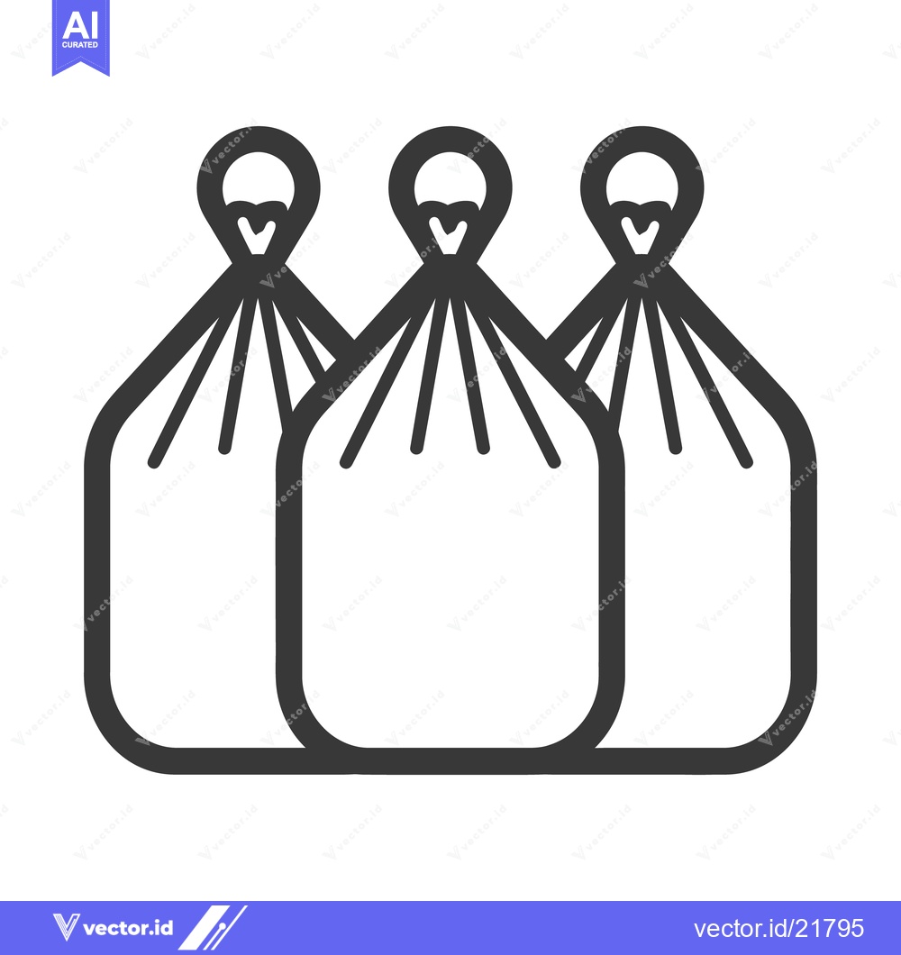 Premium Vector dari Three identical closed sacks with tied handles in a row