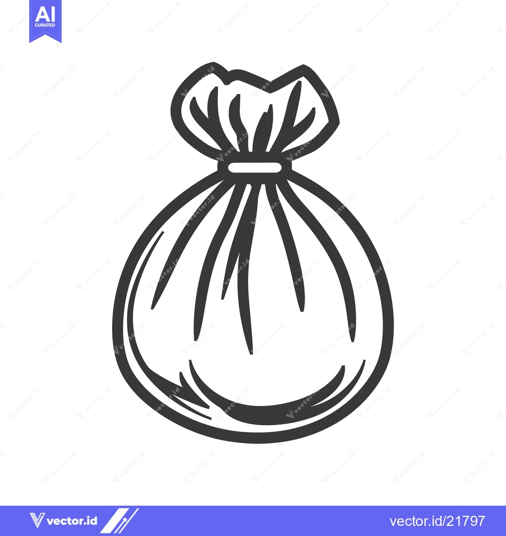 Premium Vector dari A simple illustration of a tied drawstring bag in a simple style