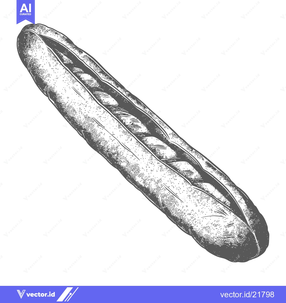 Premium Vector dari A long loaf of bread is illustrated on a white background