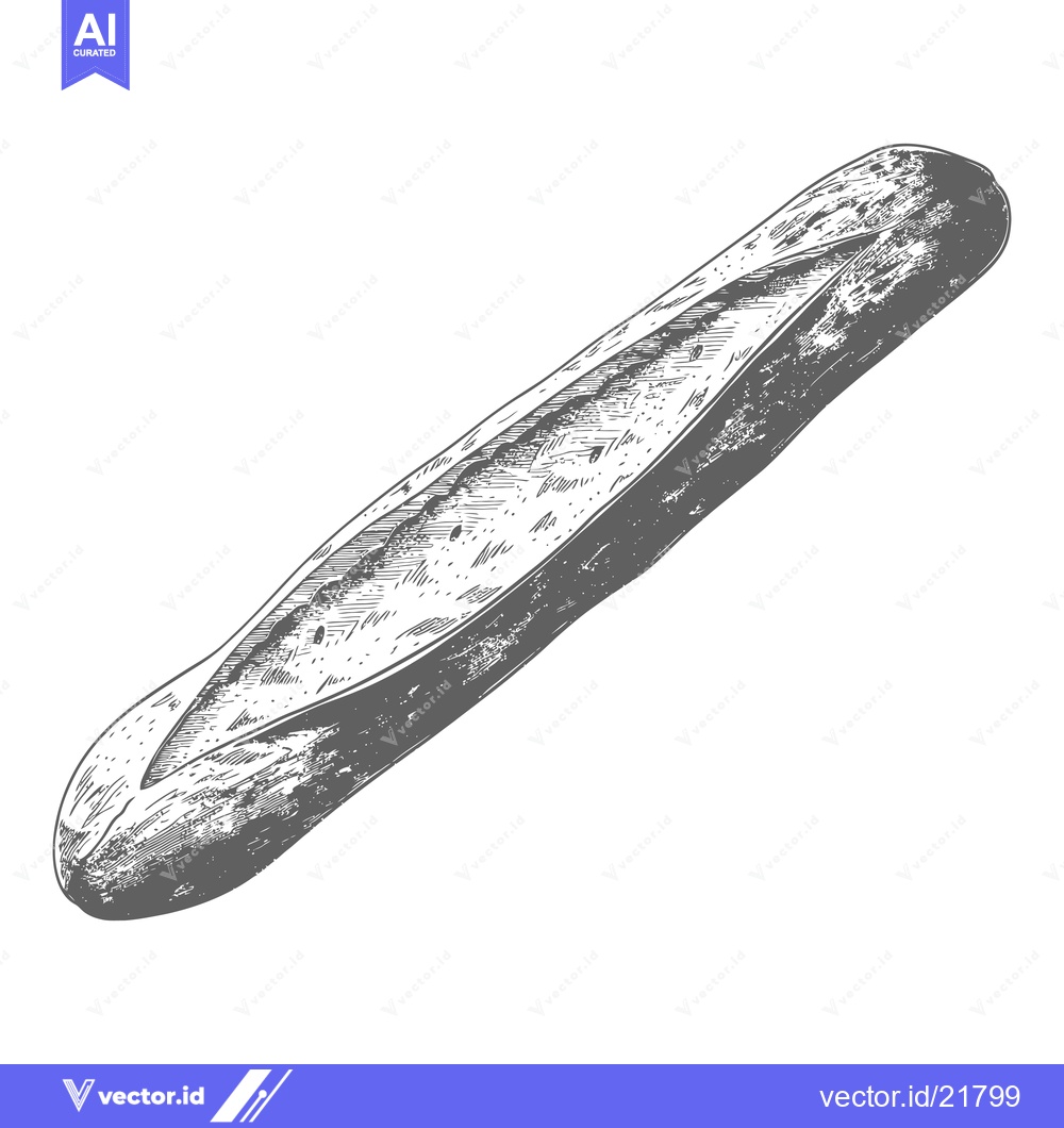 Premium Vector of A single baguette is presented in an artistic illustration