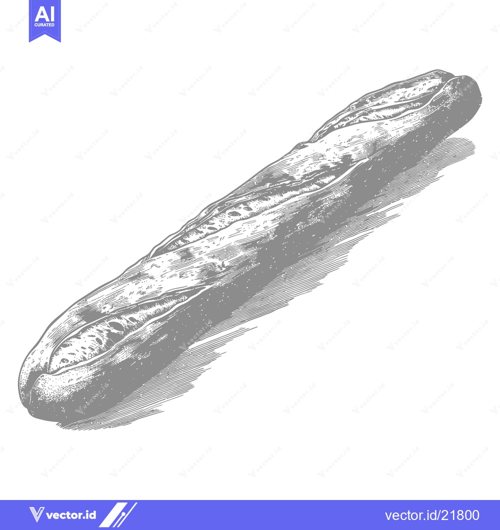 Premium Vector dari A long baguette shaped bread product is pictured here