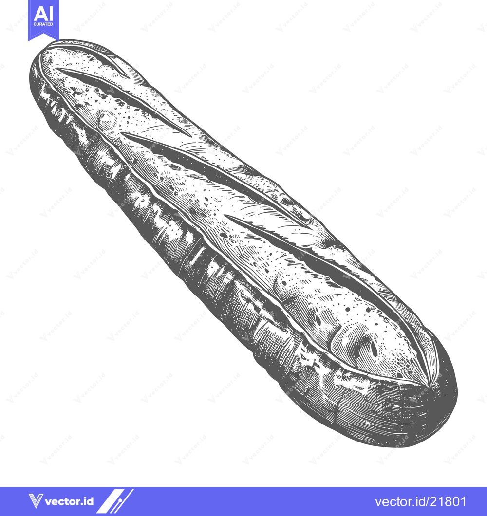Premium Vector dari A detailed drawing of an isolated baguette bread loaf
