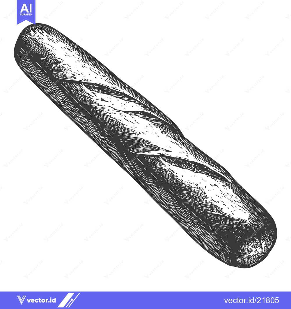 Premium Vector dari The illustrated baguette showing a long bread loaf