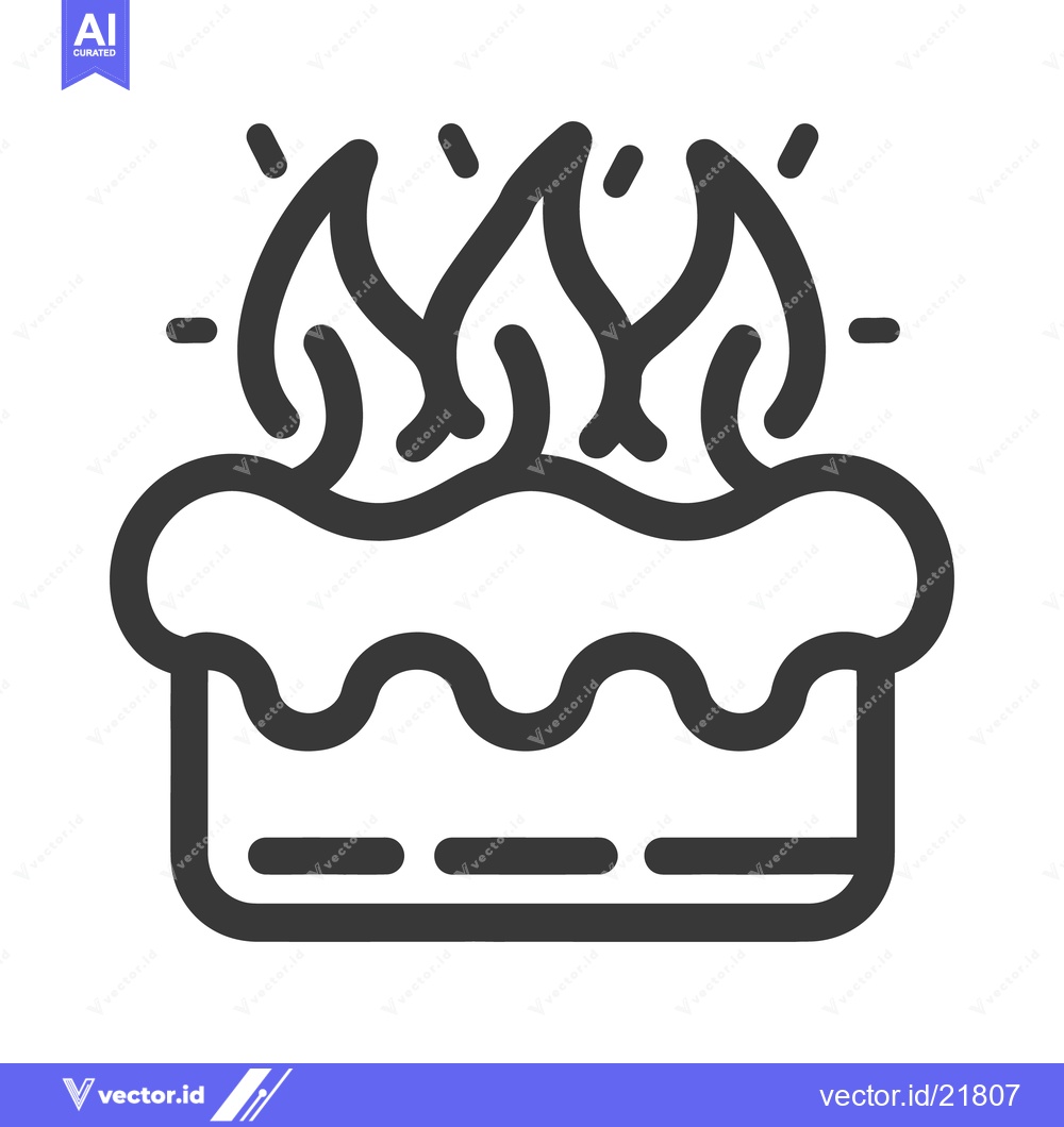 Premium Vector dari Simple line drawing of a birthday cake with flames on top