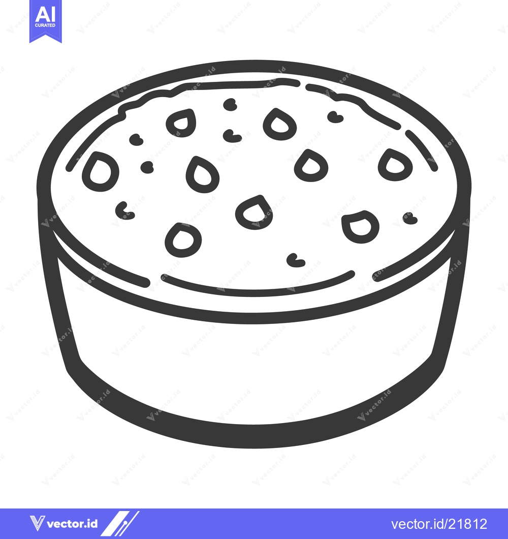 Premium Vector dari A round bowl containing some grainy dish of unknown ingredients