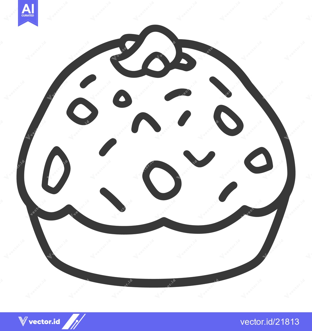 Premium Vector of A black and white illustration of a decorated baked muffin