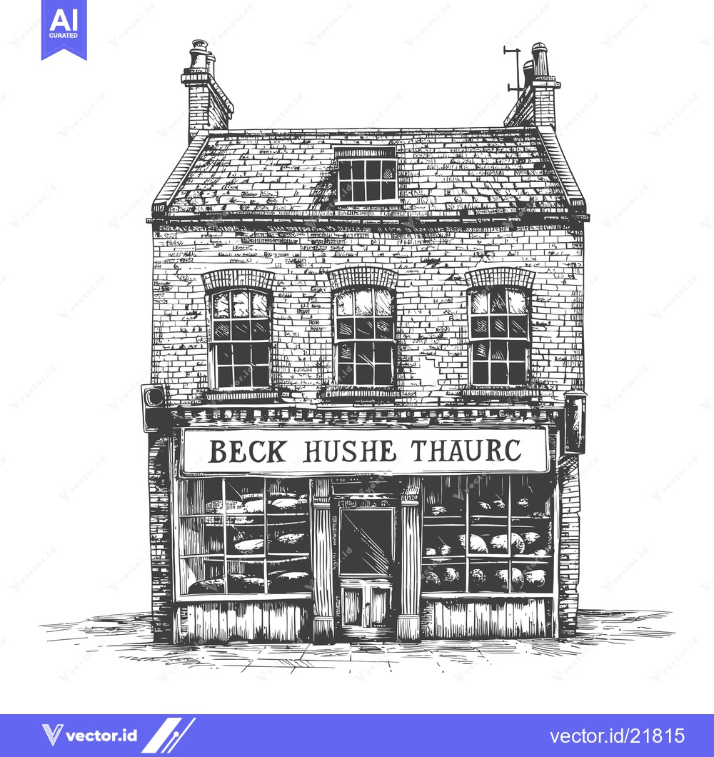 Premium Vector dari A detailed illustration of a shop facade in a drawing style