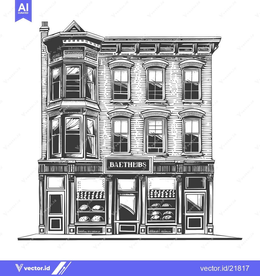 Premium Vector of Vintage Building Depicting a Bakery and Its Architecture