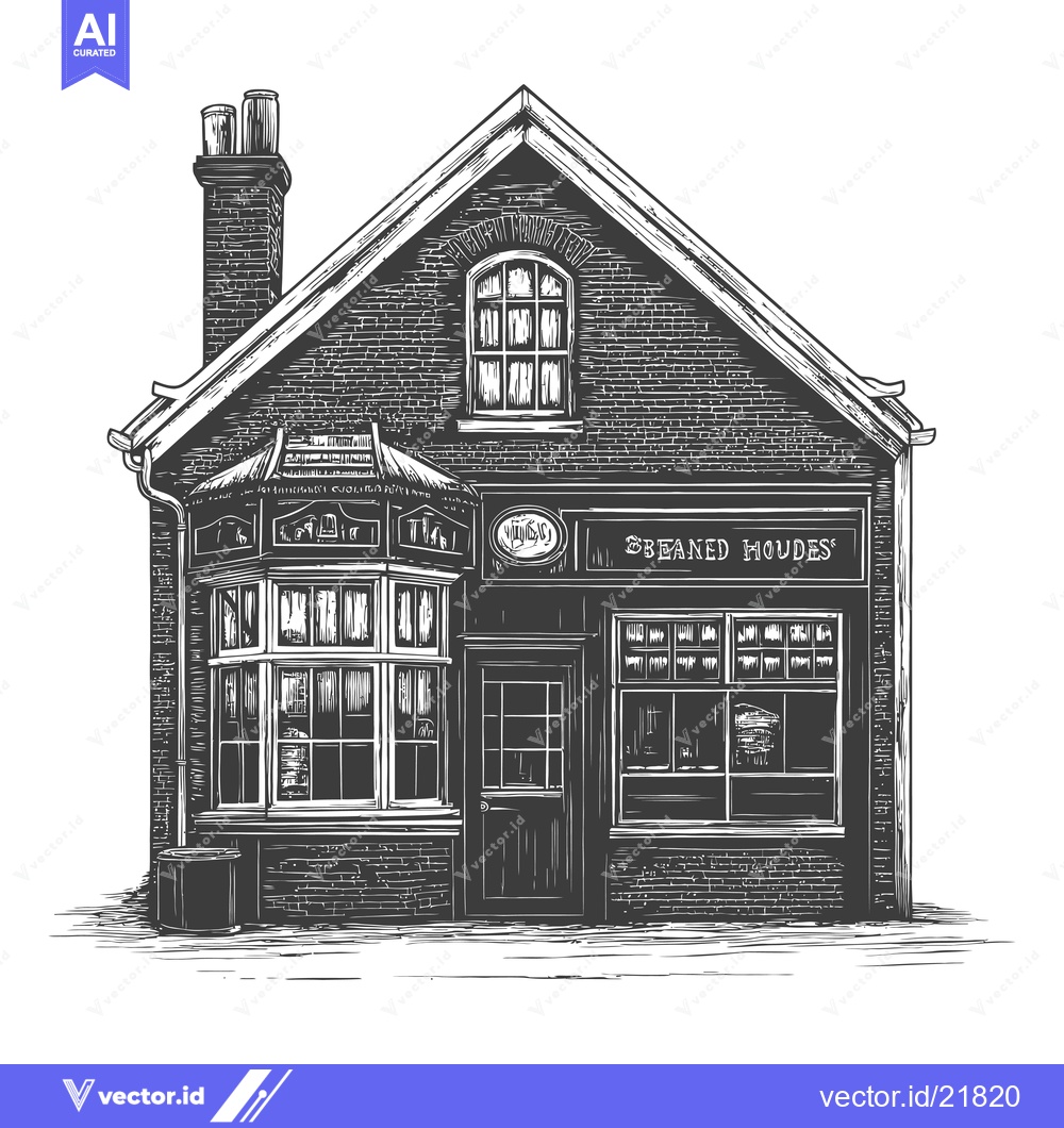 Premium Vector of A rustic sketch of a brick building is shown in the image