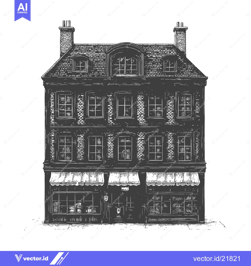Premium Vector of A detailed illustration of a brick building facade