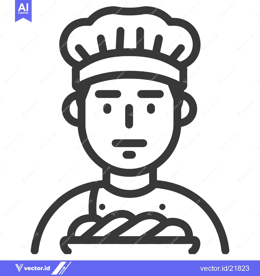 Premium Vector dari A chef holding a platter of freshly baked bread in his hands