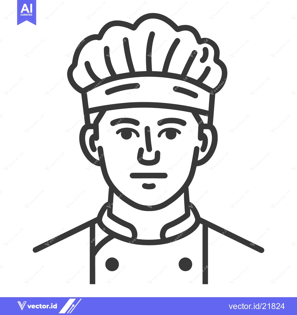 Premium Vector of A Line Drawing Depicting a Person Dressed as a Chef