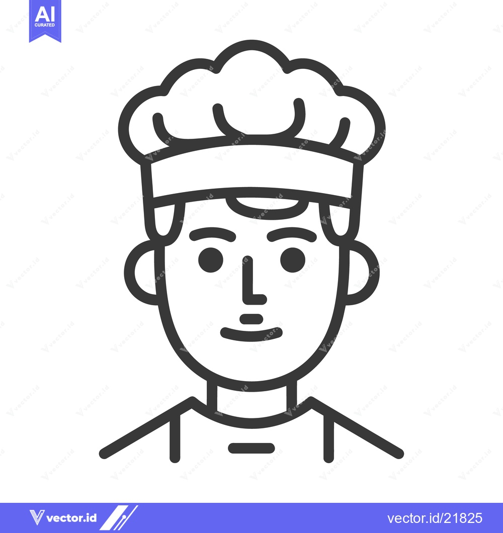 Premium Vector of An Illustrated Image Depicts a Chef Looking Directly At Viewer