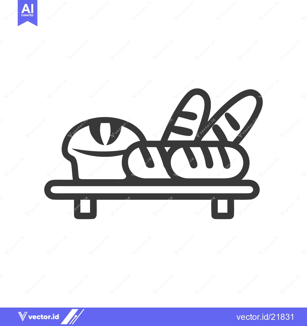 Premium Vector dari Minimalist Bread Icon: Loaf, Baguettes, and Wooden Tray Illustration