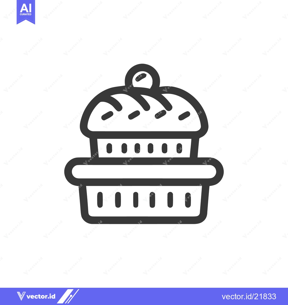 Premium Vector of Minimalist Cupcake Icon: Sweet Treat in a Basket