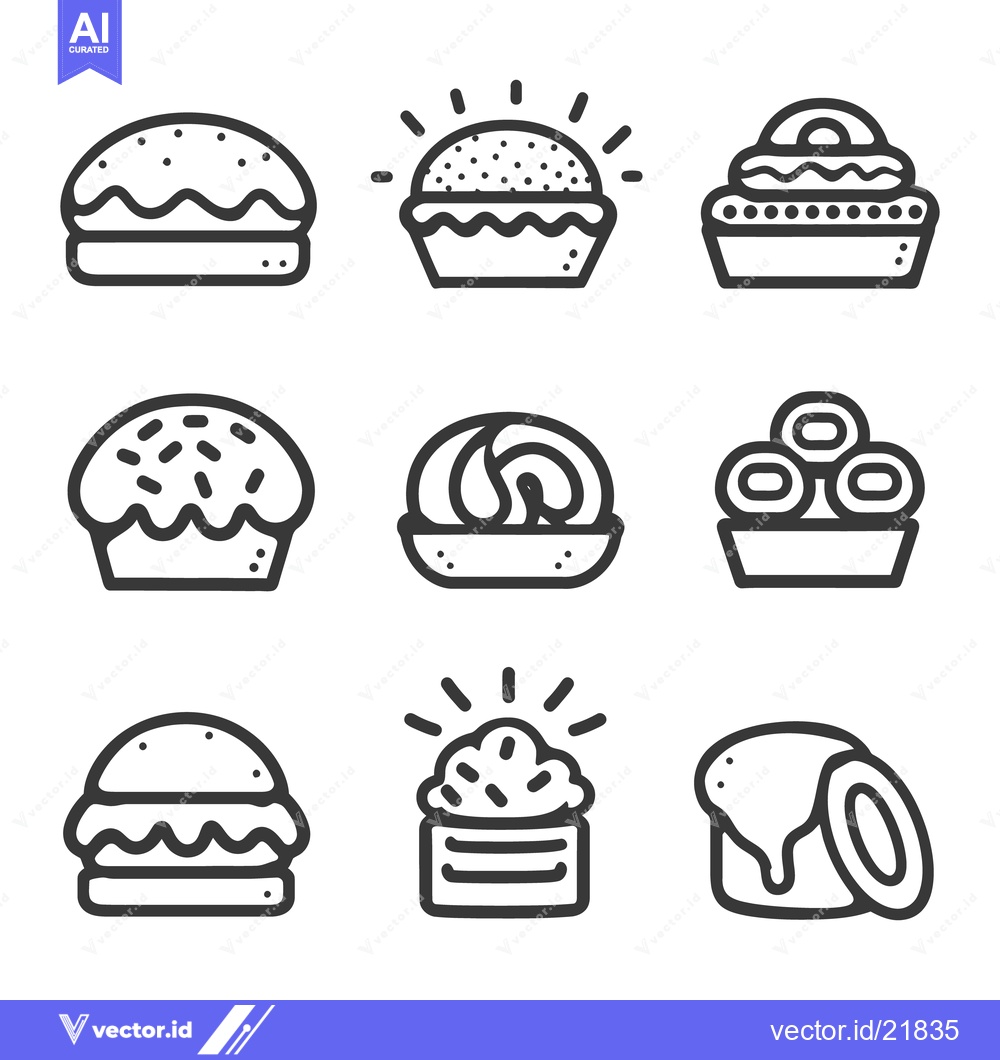 Premium Vector dari Various desserts illustrated in a simple line art graphic style