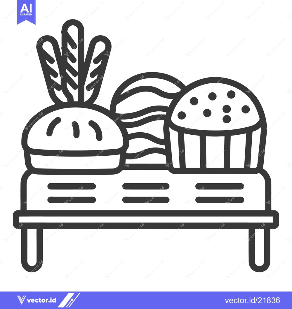Premium Vector dari Display of bakery goods including pastries and other food items