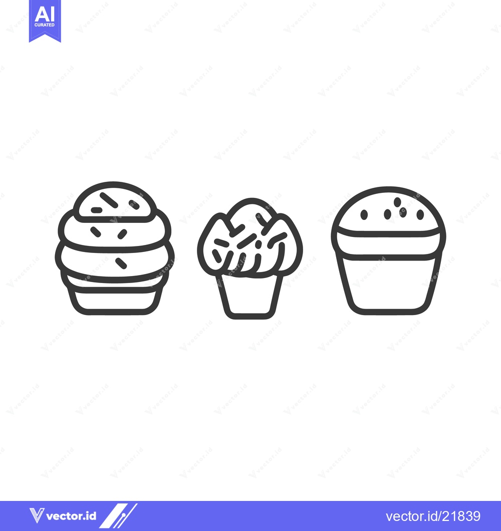 Premium Vector dari Three different cupcake designs are displayed in a row on white