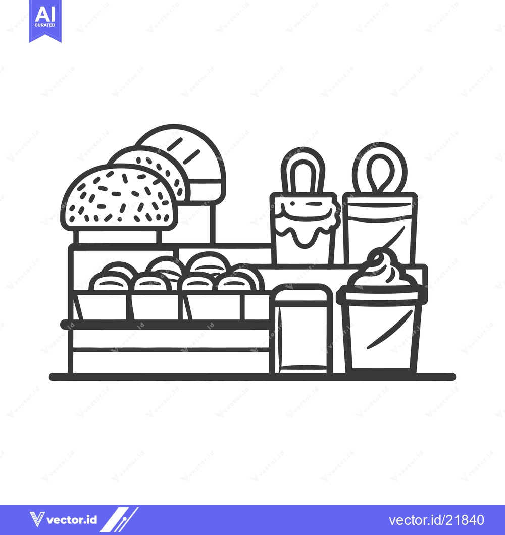Premium Vector of A black and white line art display of various food items